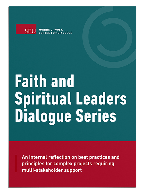 Mockup of the cover and inner pages of the Faith & Spiritual Leaders dialogue report