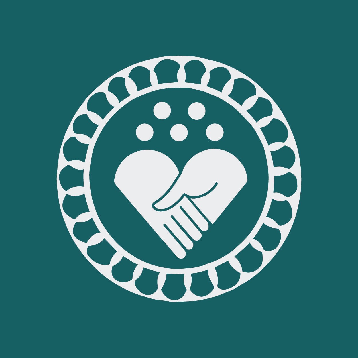 Icon designed by Sandeep Johal: Hands holding in shape of a heart inside a circle