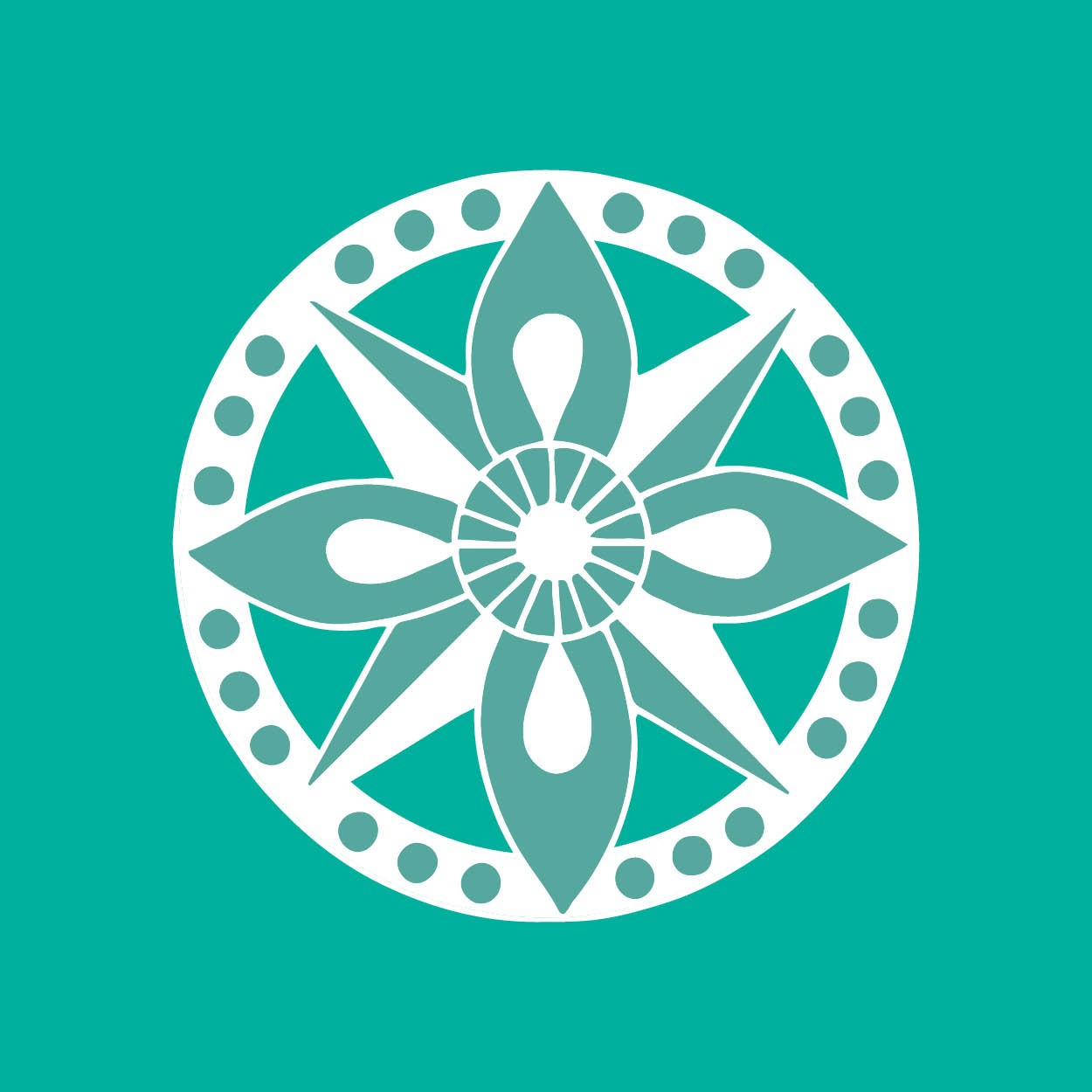 Icon designed by Sandeep Johal: four-tip star and four-petal flower on top