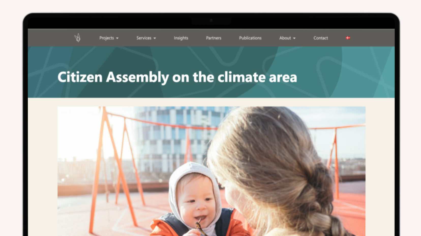 Mockup of the landing page for Denmark's climate assembly