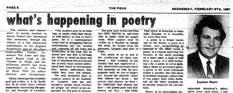 What was happening in poetry: Spring 1967