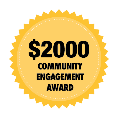 $2000 Community Engagement Award badge
