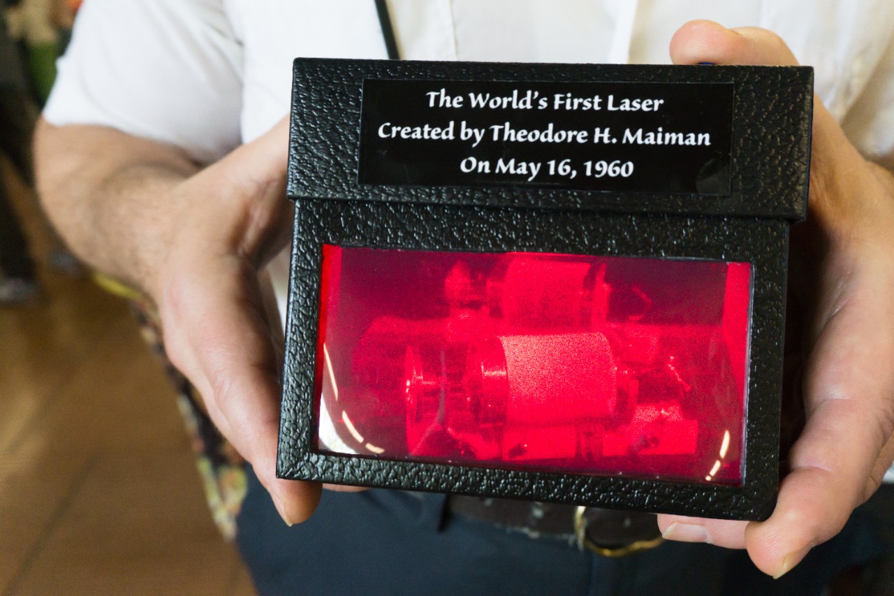 A hologram of the first laser, invented in 1960 by former SFU adjunct professor Theodore Maiman.