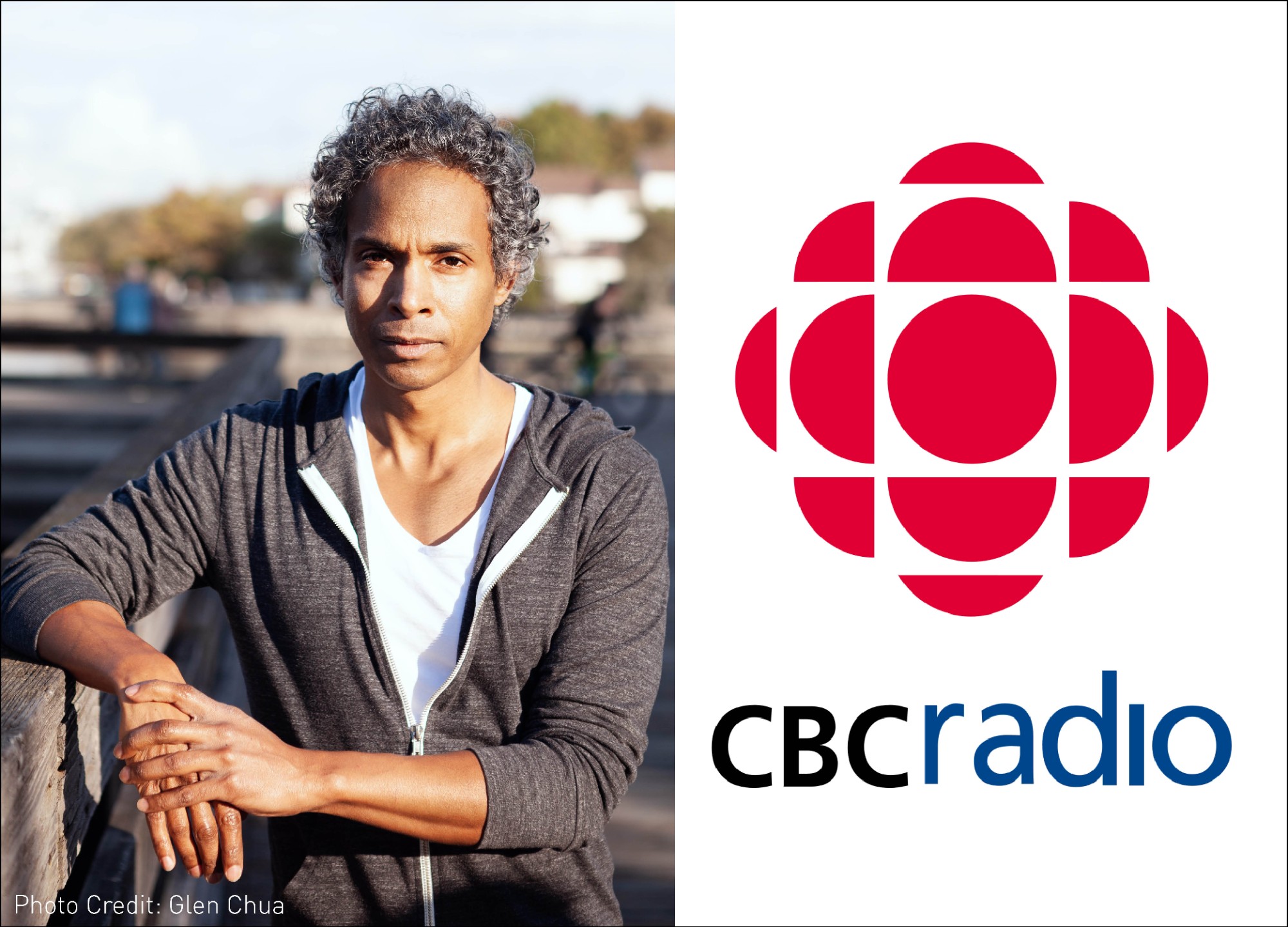 photo of Professor David Chariandy and CBC radio logo