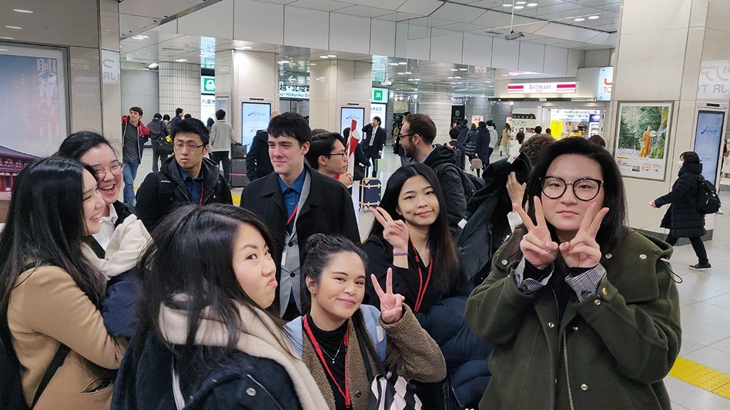SFU students at Tokyo Metro Station in Tokyo, Japan.