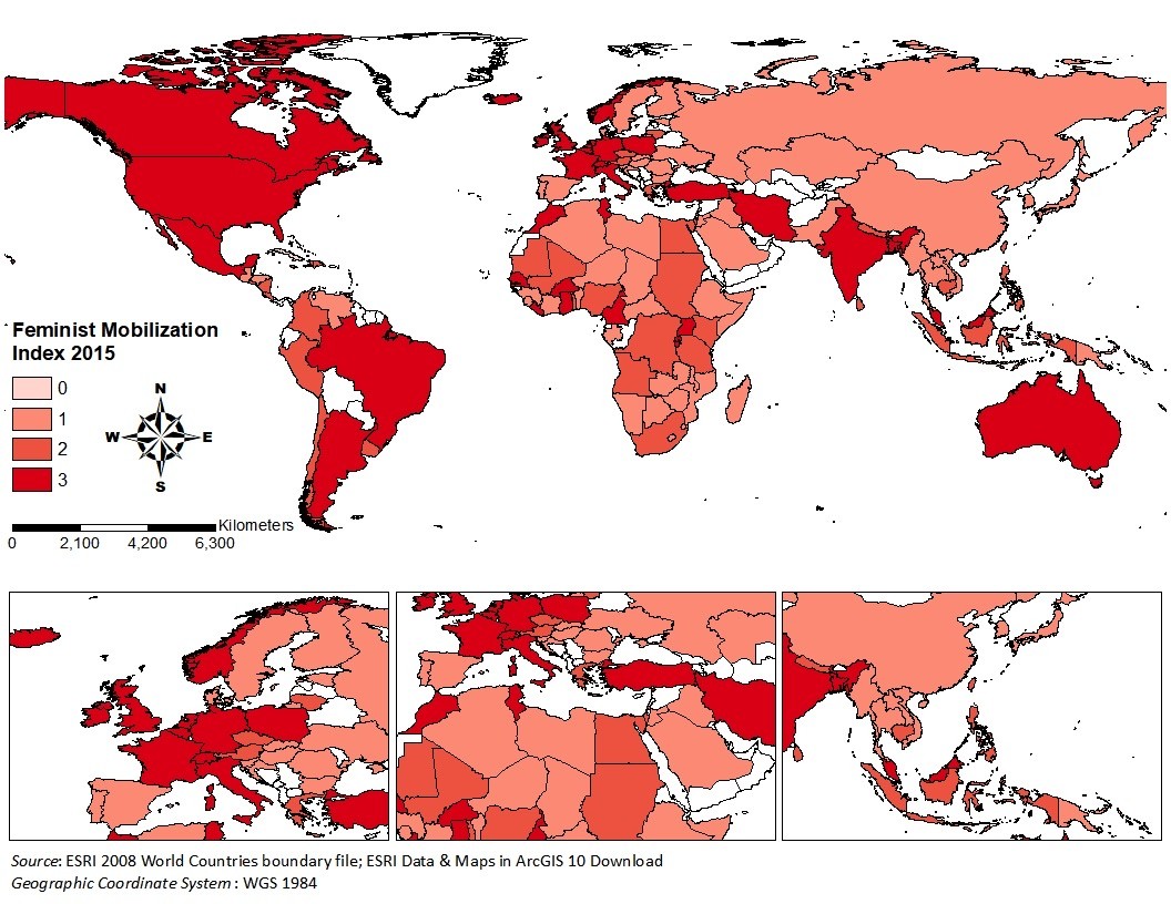 Feminist Mobilization Index map 2015