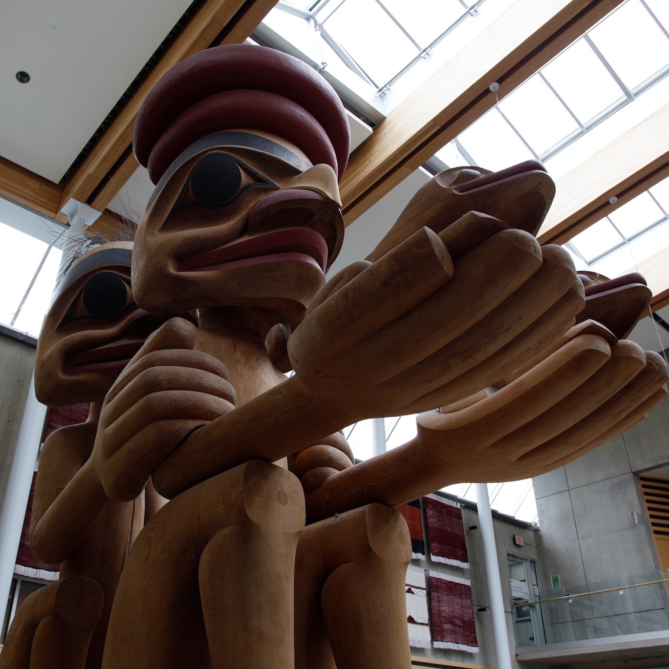 A photo of the Frog Constellation by Haida artist, James Hart located next to the SFU Museum of Archaeology & Ethnology. Photo courtesy SFU Galleries.