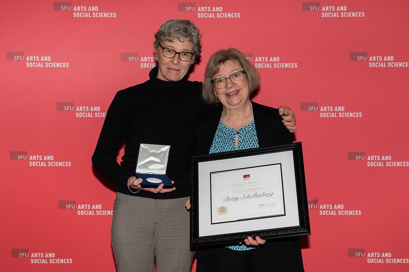 English department chair Carolyn Lesjak with Dean's Medal Award winner Betty A. Schellenberg. 