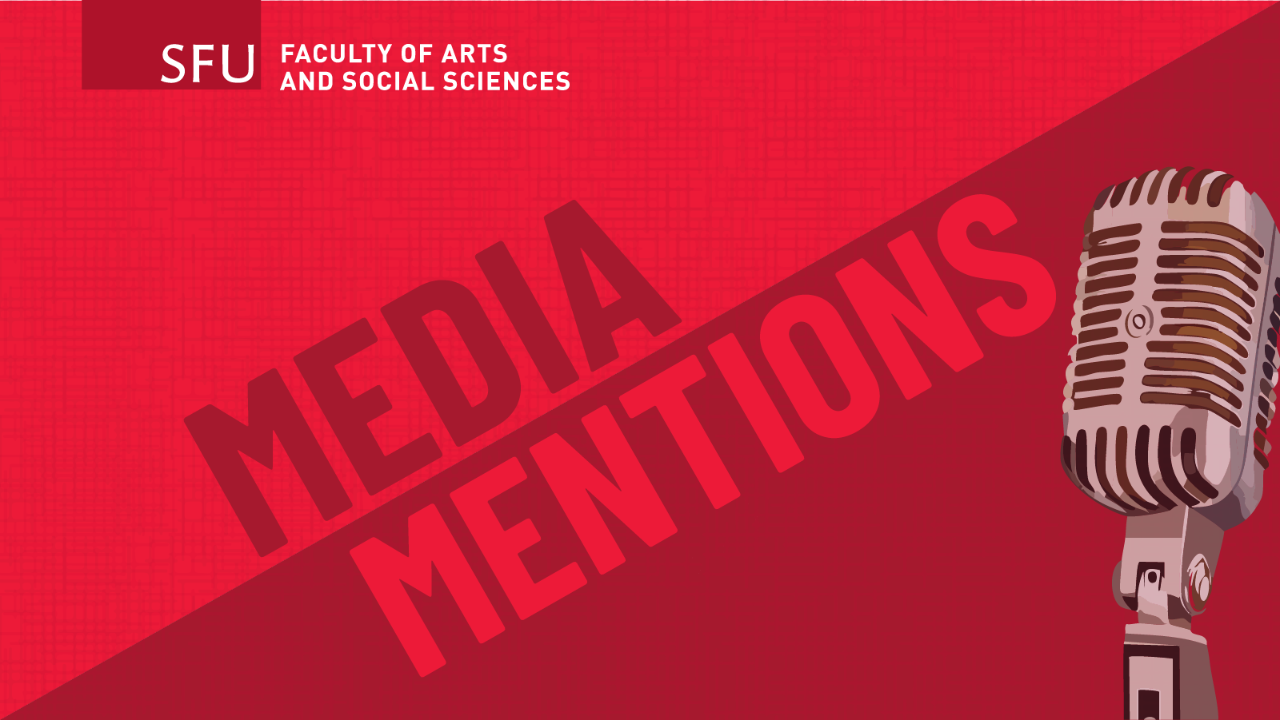 Red background with various news icons including a document, video camera, chat bubbles, microphone, computer monitor, and a newspaper. Red text reads MEDIA MENTIONS July-August 2024