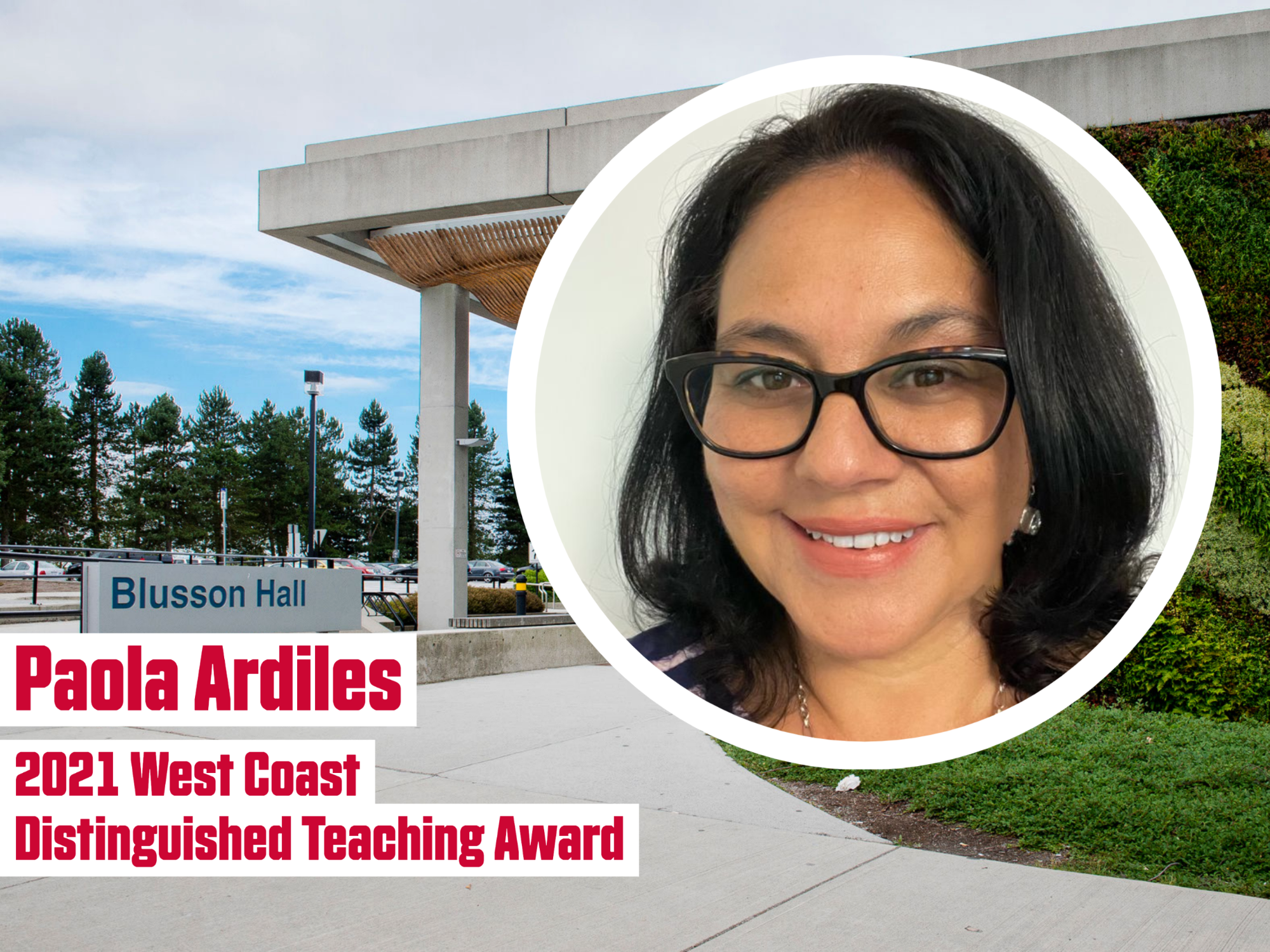 Engaged senior lecturer Paola Ardiles receives inaugural 2021 West Coast Distinguished Teaching Award