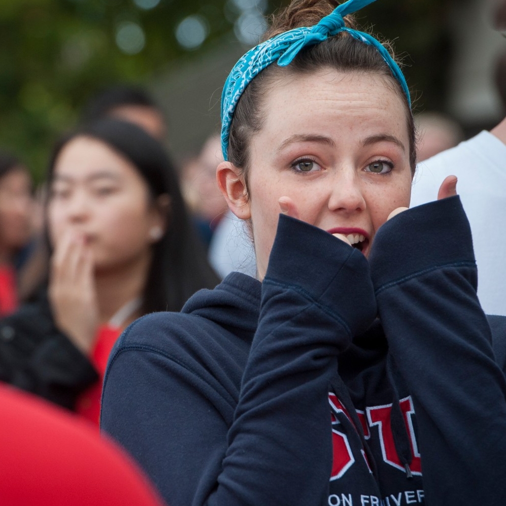 SFU Student giving two thumbs up