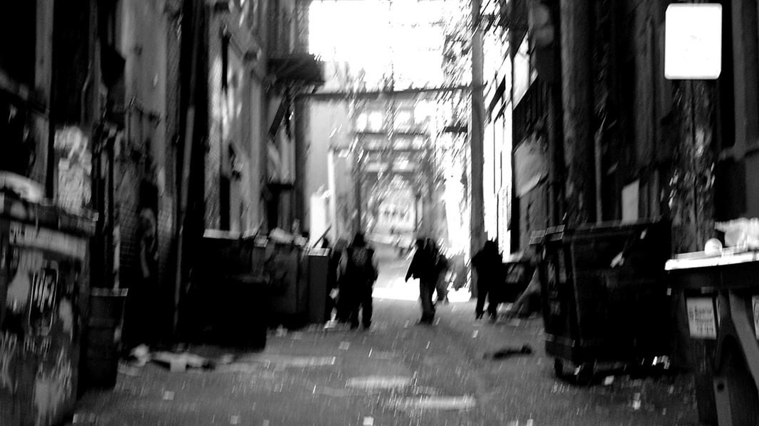 Dark alleyway in the Downtown Eastside