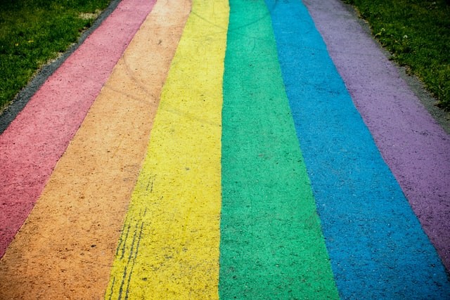 Photo of a rainbow crosswalk