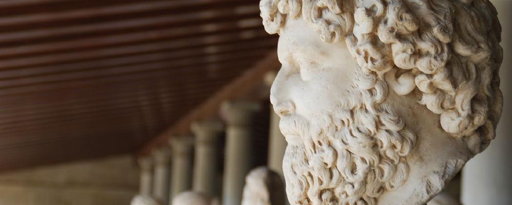 Greek bust in the Stoa of Attalos