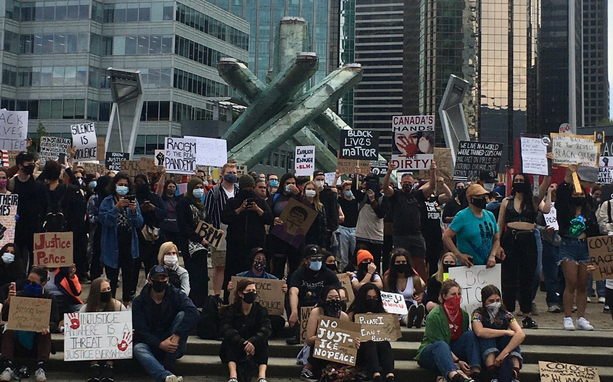 Black Lives Matter solidarity rally in Downtown Vancouver, Summer 2020