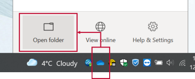 Opening OneDrive folder from the taskbar