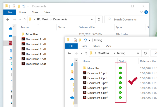 Green check marks indicate that files have been successfully uploaded