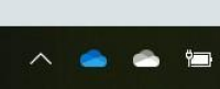 Two OneDrive icons on the taskbar; blue for business and grey for personal