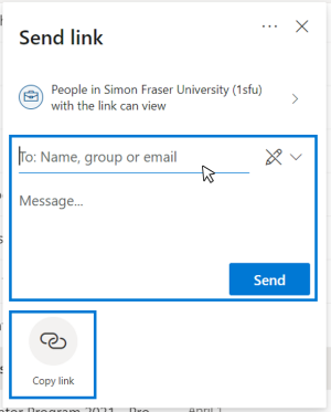 Send link window