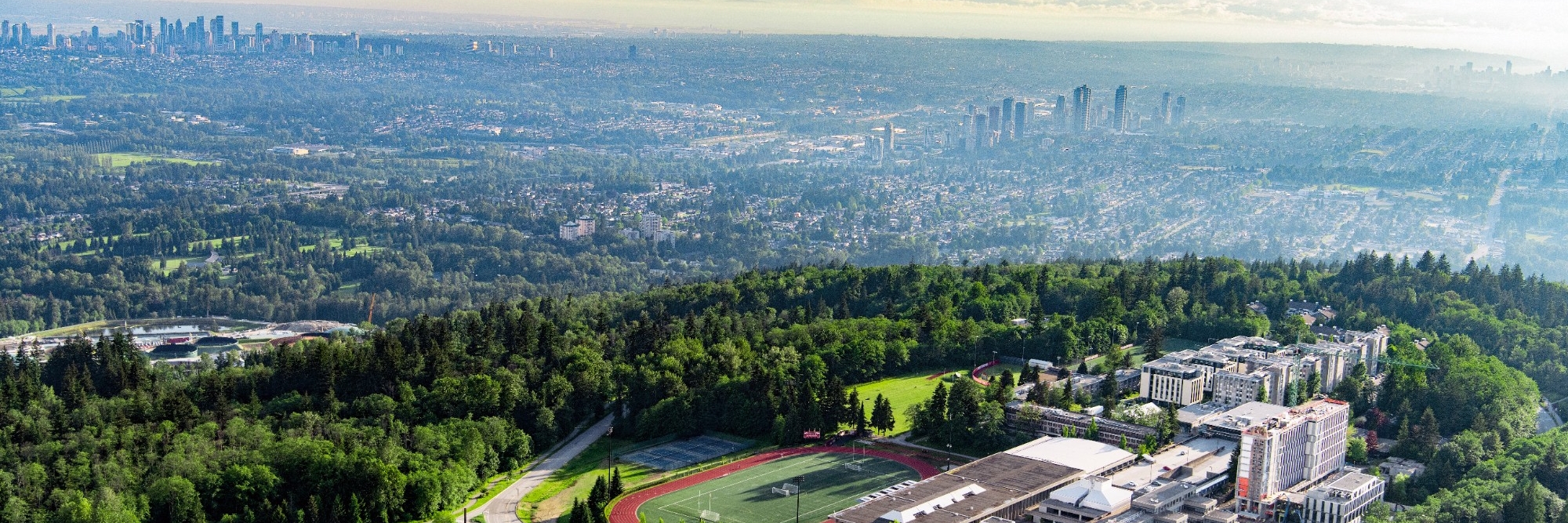 SFU aerial and view of lower mainland