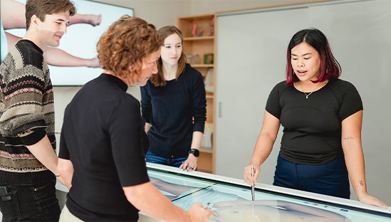 Aerial photo of Surrey focusing on the SFU Surrey campus buildings