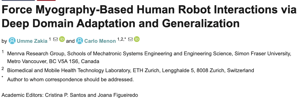 Force Myography-Based Human Robot Interactions via Deep Domain Adaptation and Generalization