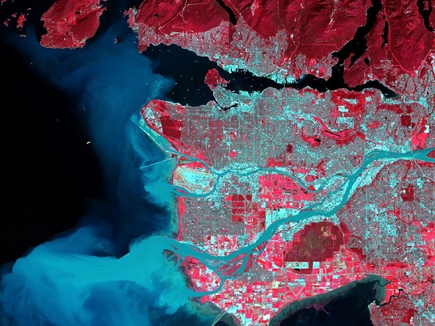 Landsat 8 Image of the Metro Vancouver Area (False Colour)
