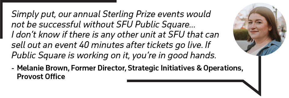 In a speech bubble, there is a quote from Melanie Brown