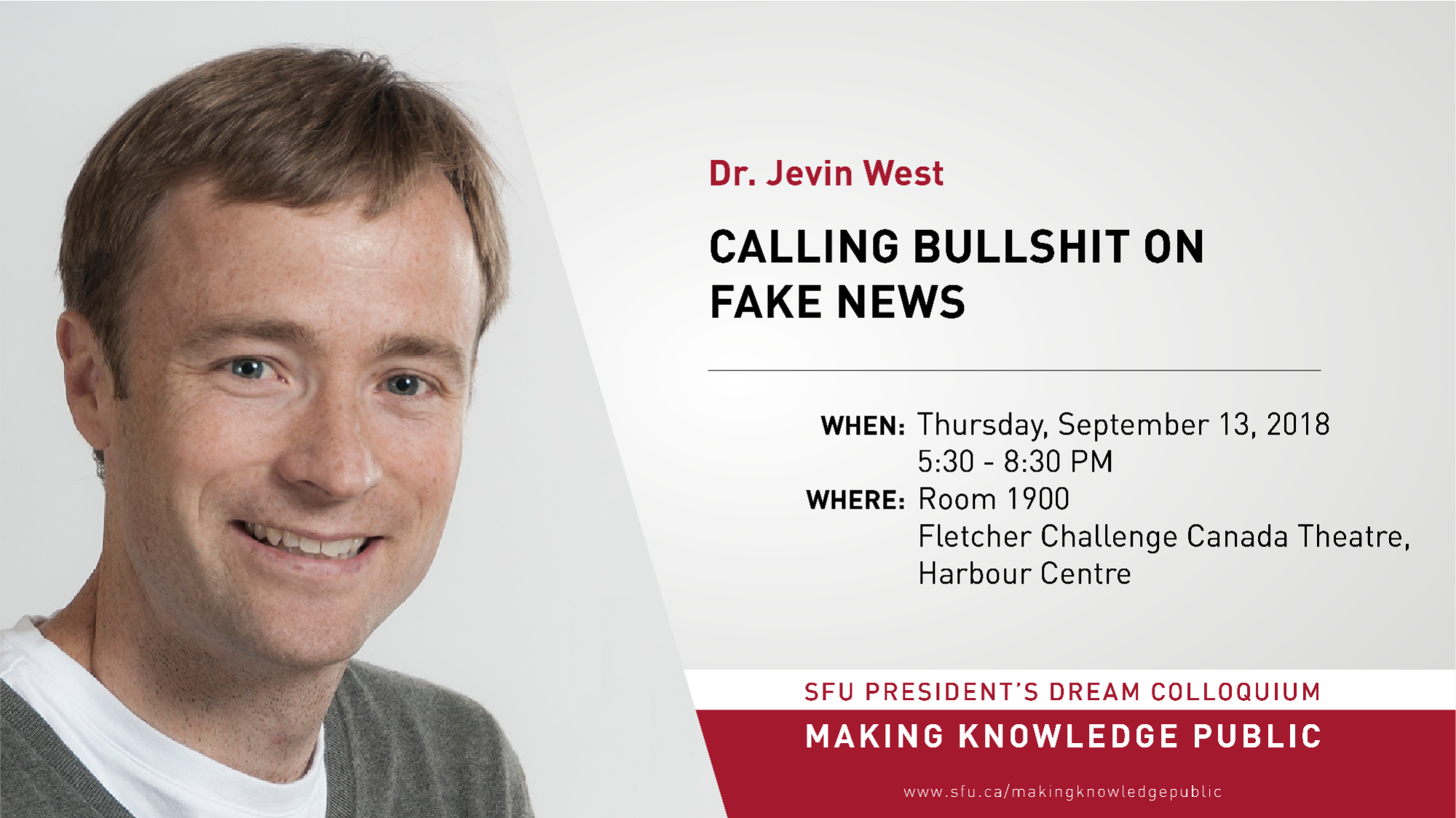 Banner image including a headshot of speaker Jevin West and the event title, date and location.