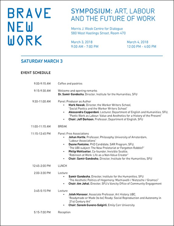 Symposium: Art, Labour, and the Future of Work Program