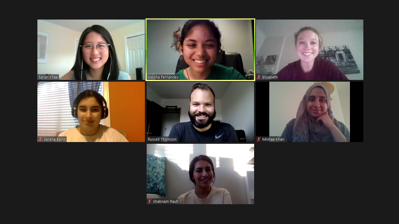Student Health Advisory Committee members during a virtual meeting.