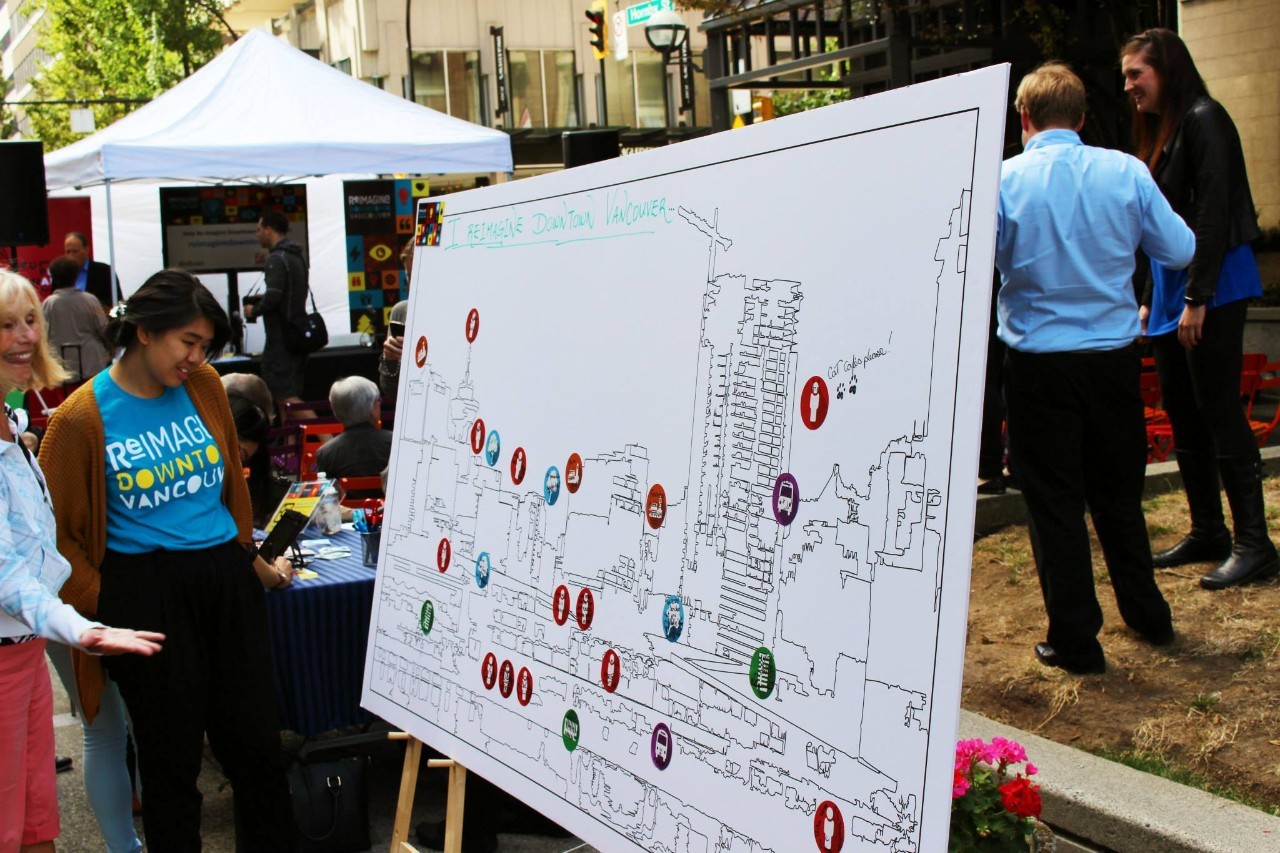 Participants had the opportunity to share their ideas for downtown Vancouver on the #rdtvan idea board.
