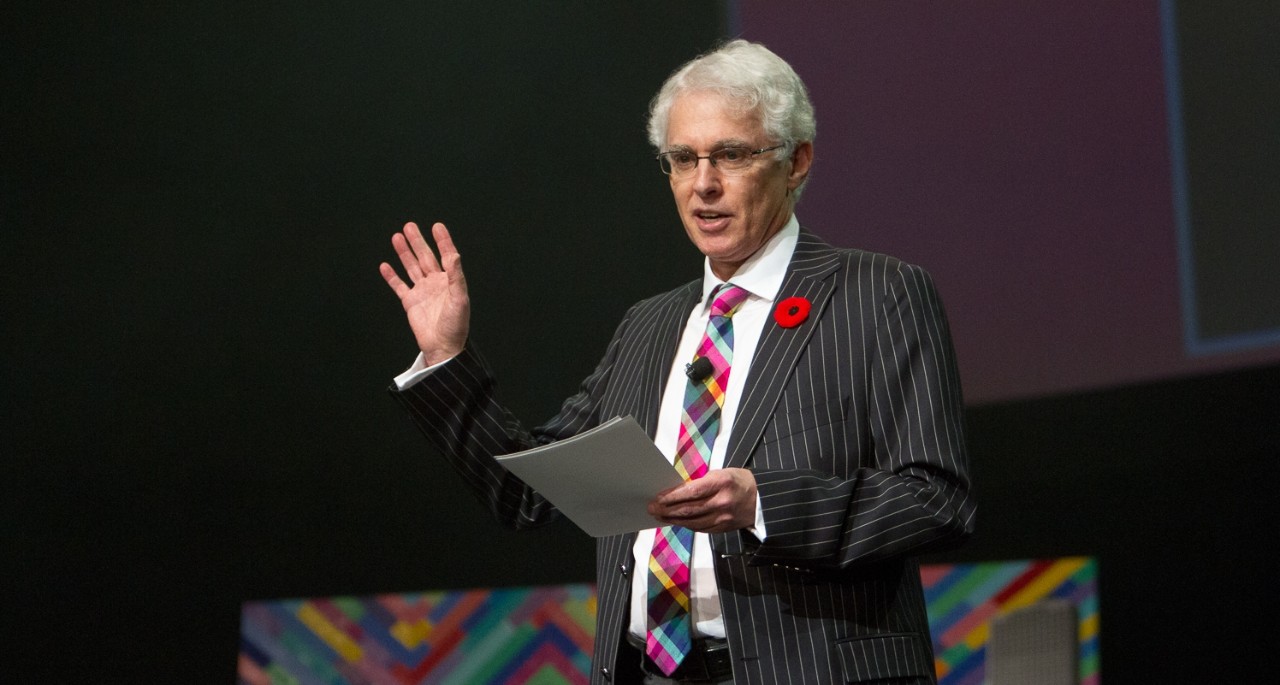 SFU President Andrew Petter recites his poem at We The City: An Evening at the Centre on November 4, 2015.