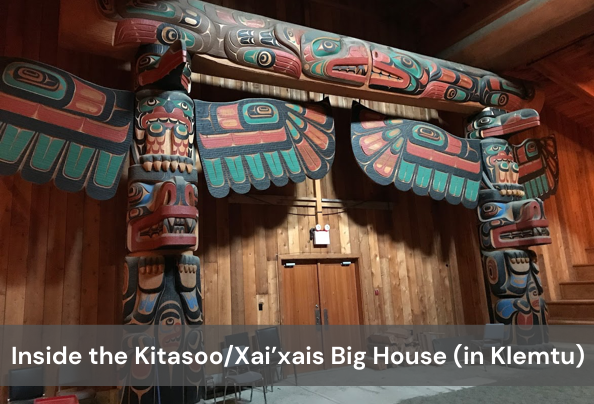Inside the Kitasoo/Xai’xais Big House (in Klemtu)