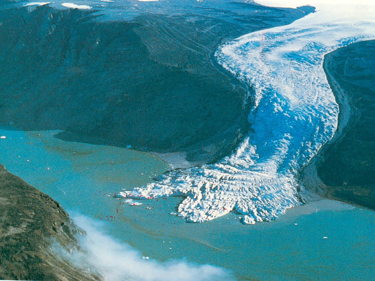 flowing blue glacier