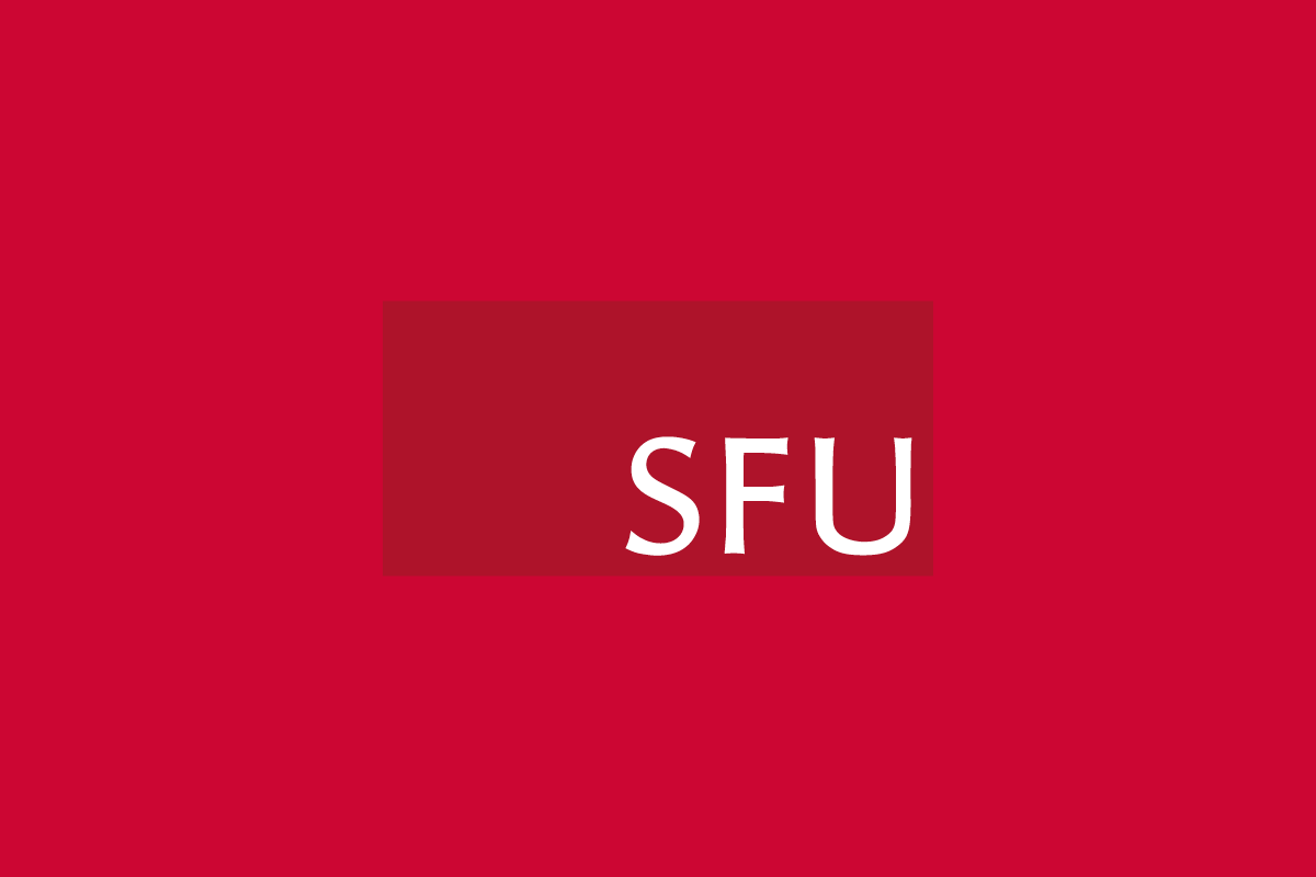 Image of a dark red SFU logo block surrounded by a lighter red rectangle