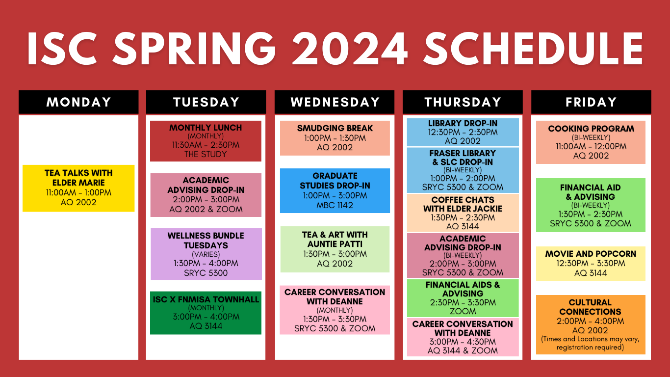 ISC Spring Schedule