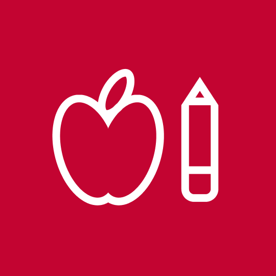 An icon with an apple and pencil represents youth programs.