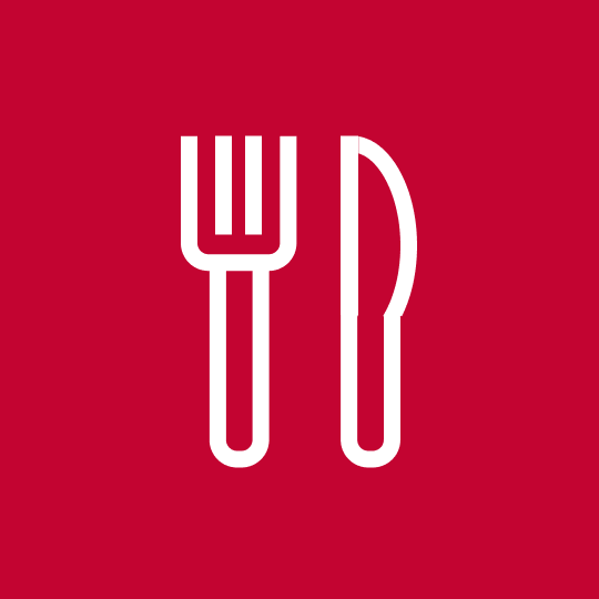 An icon with a fork and knife represents food programs.