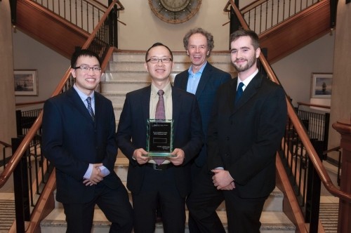 George Cheng, Dr. Gary Wang, and Geoff Groos from Empower Operations (front L-R) with Venture Connection Mentor-In-Residence Iain Begg (back). 