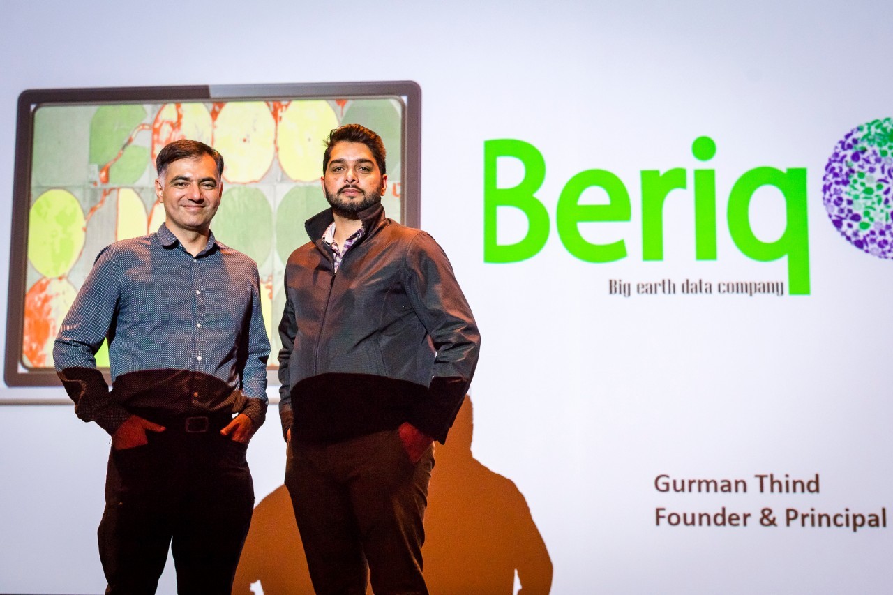 Gurman Thind (right), with SFU professor Faisal Beg, is founder of Beriqo Inc.. The company plans to launch its data-driven crop monitoring software this spring.