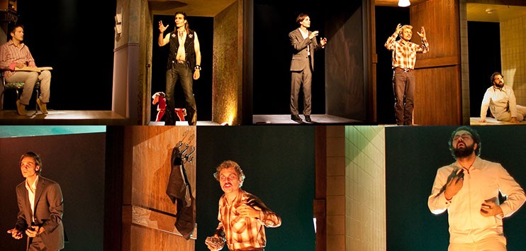 Snapshot images of the performers in The Dragonfly of Chicoutimi, Théâtre PÀP, co-presented with PuSh International Performing Arts Festival and Théâtre La Seizieme, 2014