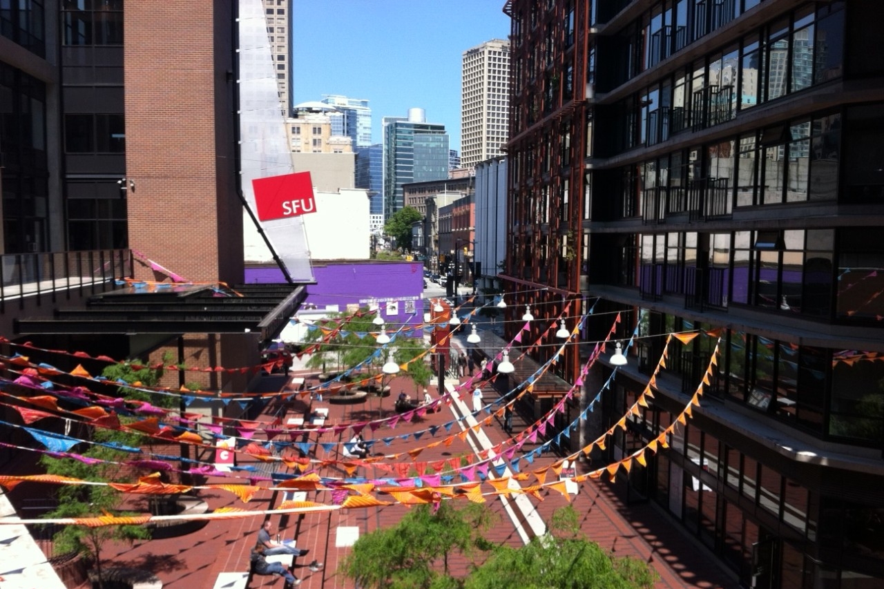 The Woodward's Courtyard decorated for Indian Summer Festival