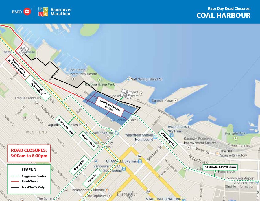 BMO Vancouver Marathon Detour Map