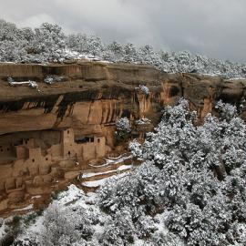 Mesa Verde in Laate Spring Snow by George Nicholas