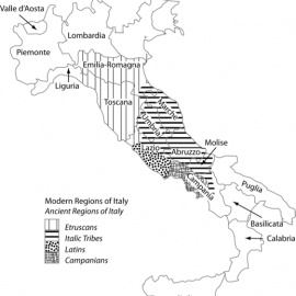 Map of the Regions of Italy, including the ancient regions relevant to this stud