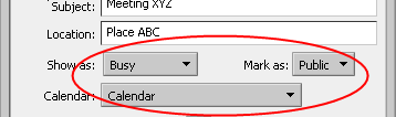 Free/busy settings and destination calendar
