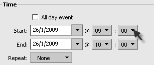 Enter start and end time/date