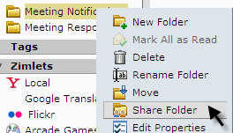 Right click to share folder