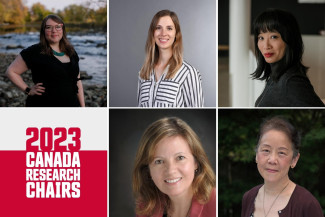 New and renewed Canada Research Chairs [clockwise from top left]: Zoe Todd, Theresa Pauly, Joanne Leow, Kelley Lee and Marlene Moretti
